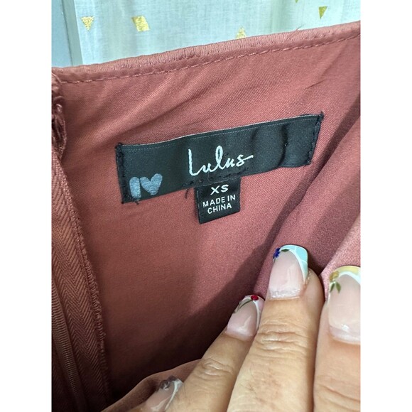 Lulus Enchanted Moments Mauve Pink Satin Ruffled High-Low Surplice Dress XS - Picture 7 of 9